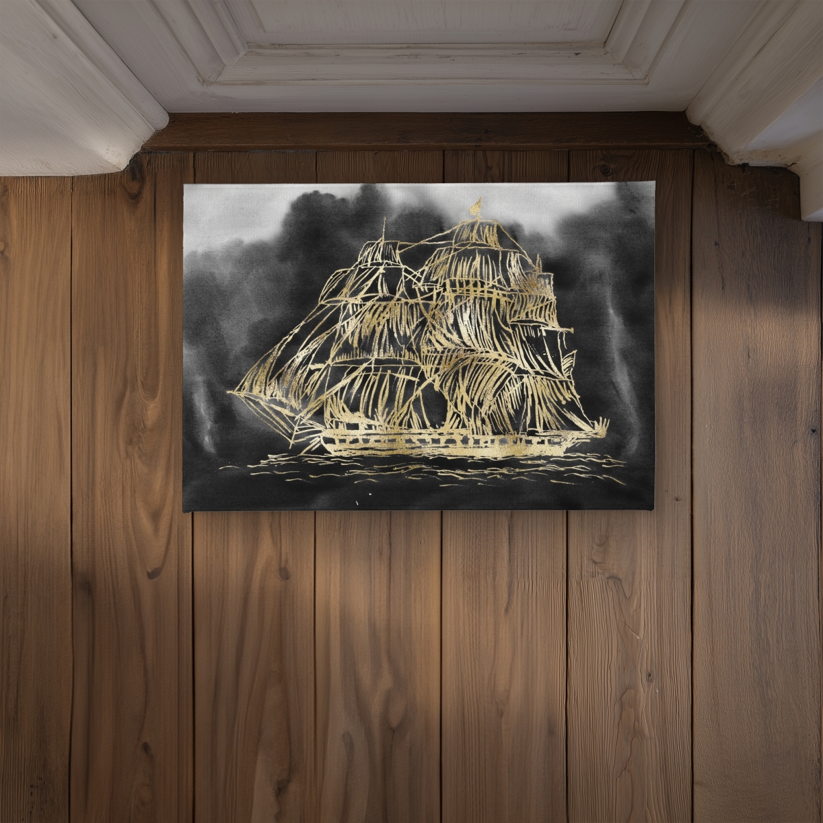 CODM1724FP5MII 17 x 24 in. Old Sailing Ship Illustration Door Mat - Coastal Home Decor