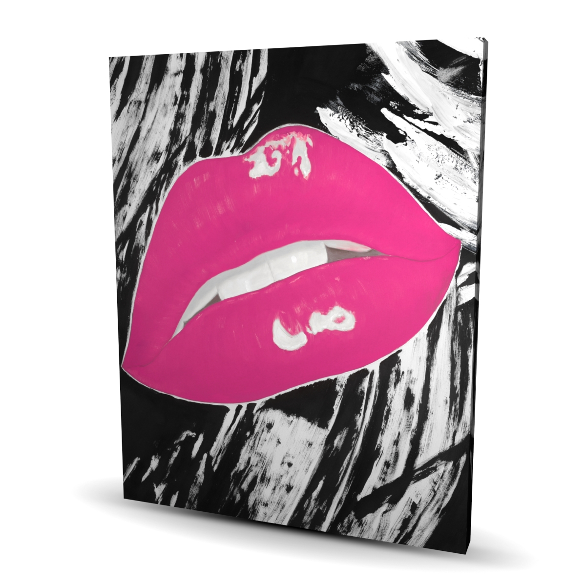 C1RC48608ASB0B 48 x 60 in. Kissable Pink Glossy Lips - Figurative Canvas Home Decor