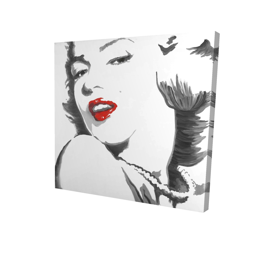 2080-3636-FI20 36 x 36 in. Marilyn Monroe Outline Style Retro Figurative Canvas Art