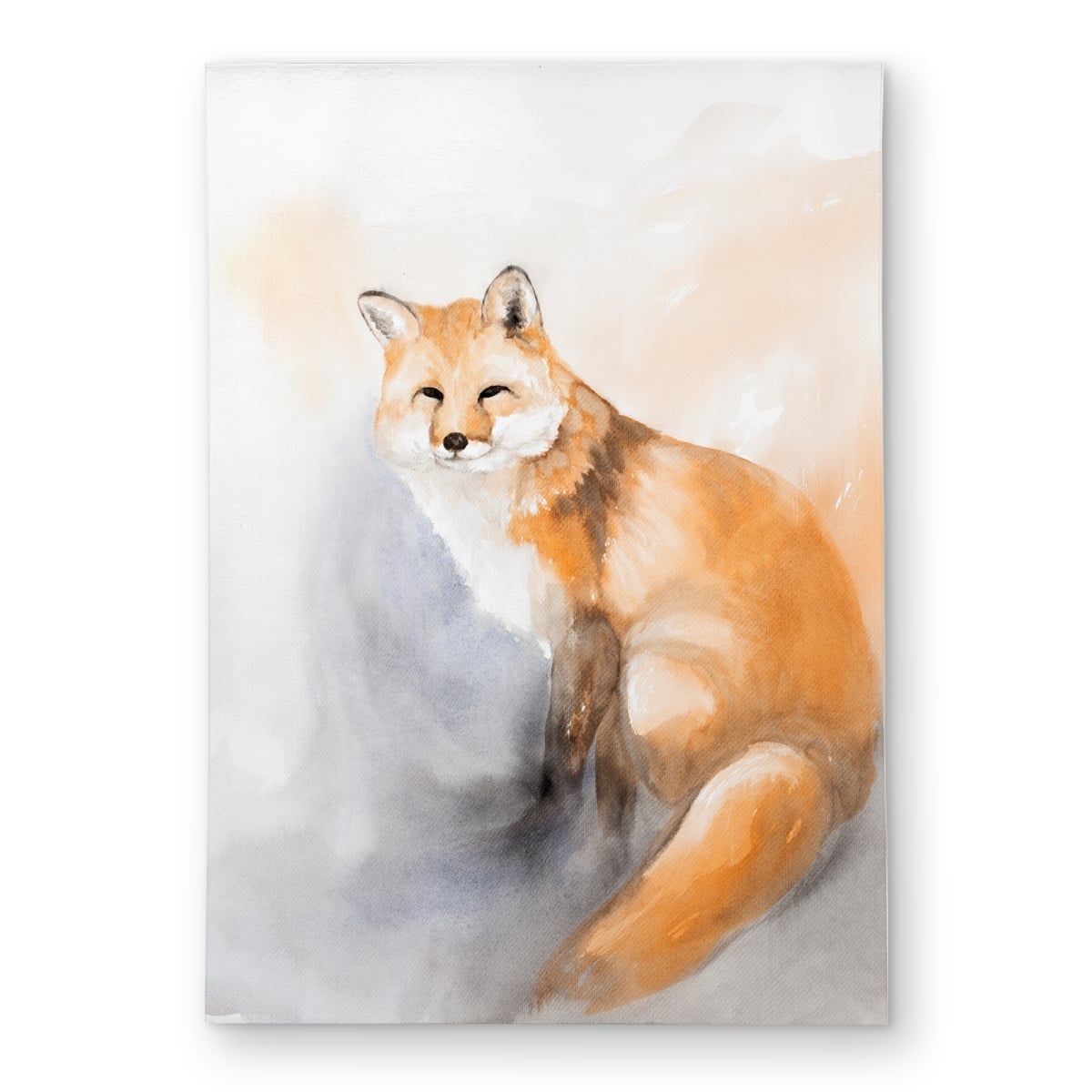 C1ROAR573H1QVU 5 x 7 ft. Watercolor Fox - Blue Bedroom Outdoor Area Rug for Home Decor - Rectangle