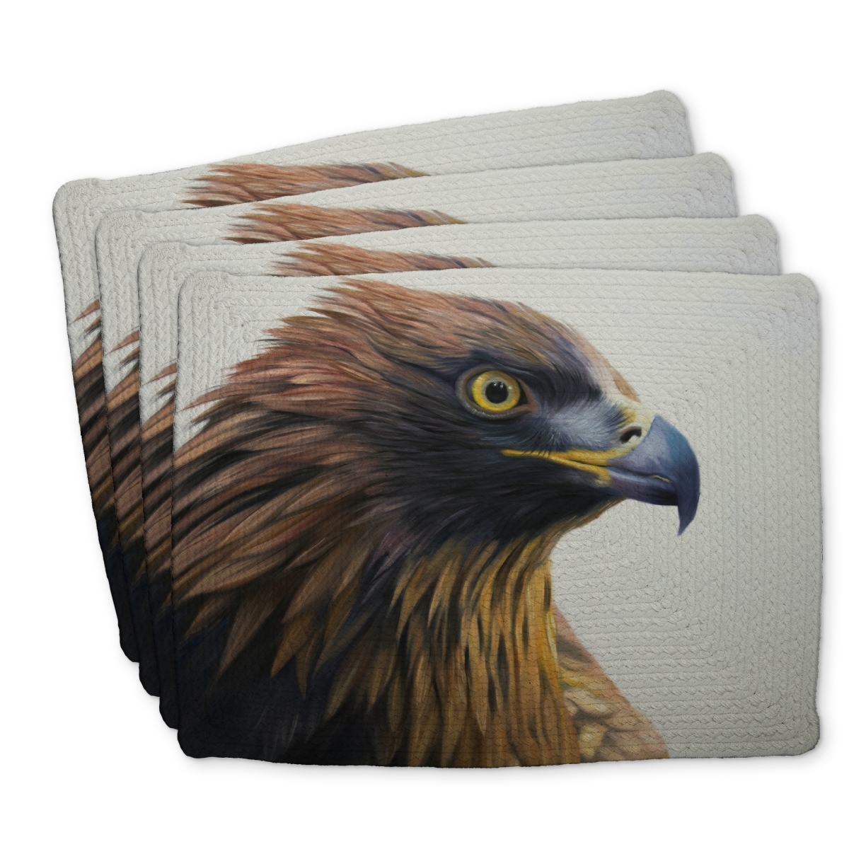 Picture of Begin Home Decor C4BP14185GQHB7 14 x 18 in. Brown-Headed Eagle Braided Polyester Placemat - Home Decor - Set of 4