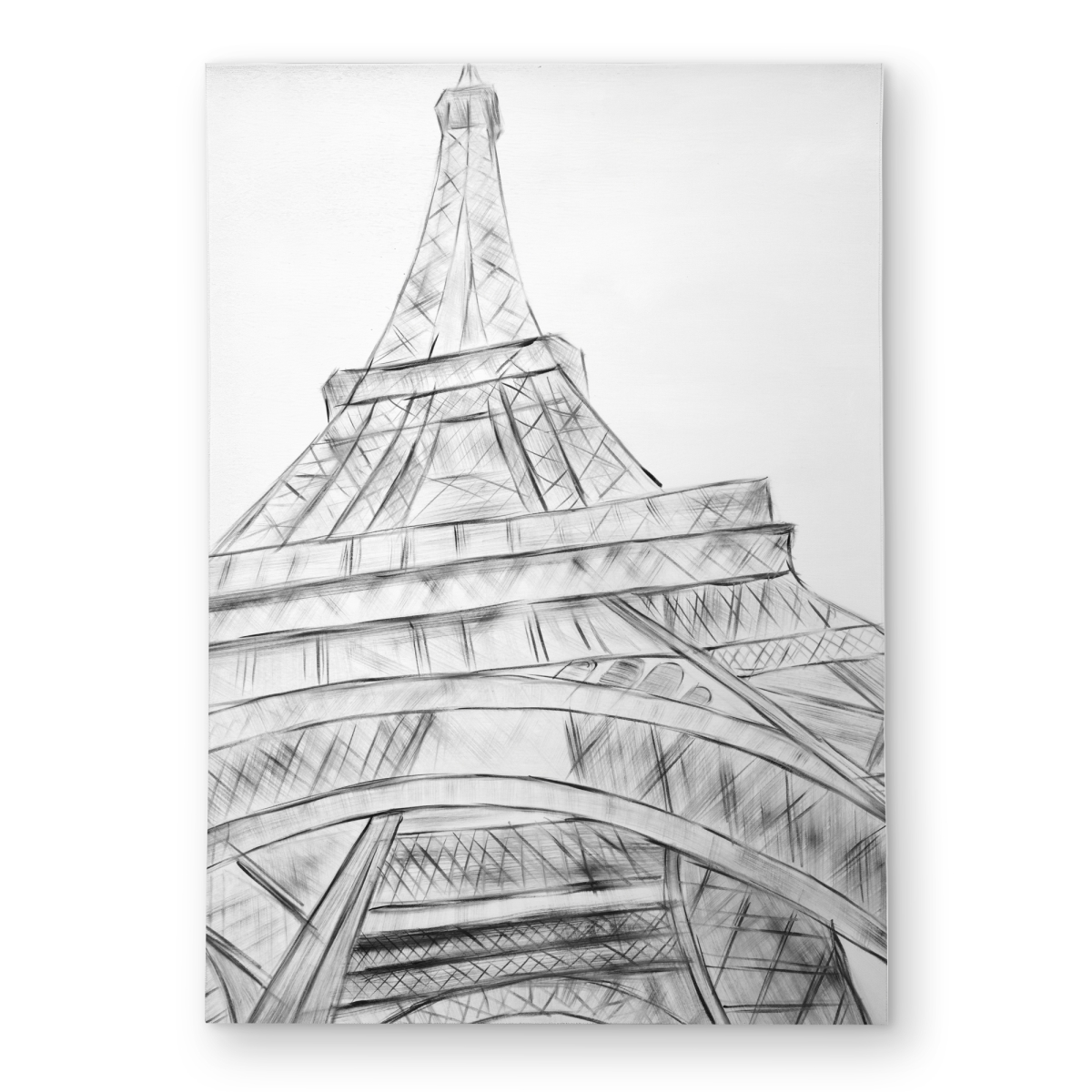 C1ROAR57UNJ9SU 5 x 7 ft. Eiffel Tower Sketch Black & White Rug - Building Places Decor - Rectangle