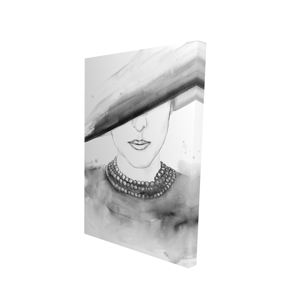 2080-3624-FI69 24 x 36 in. Mysterious Lady with a Hat - Bedroom Figurative Canvas Art