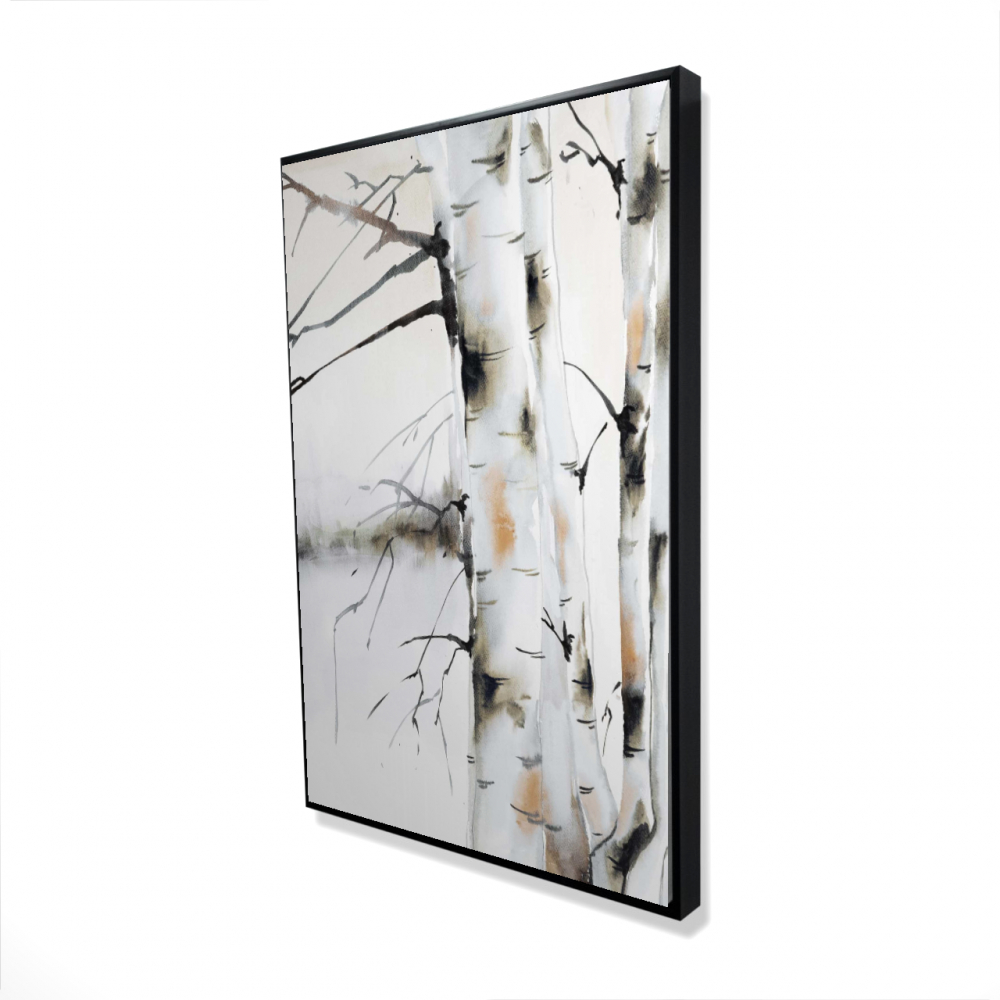 2081-3624-LA132-1 24 x 36 in. Winter Birches - Framed Canvas Office Tree Home Decor