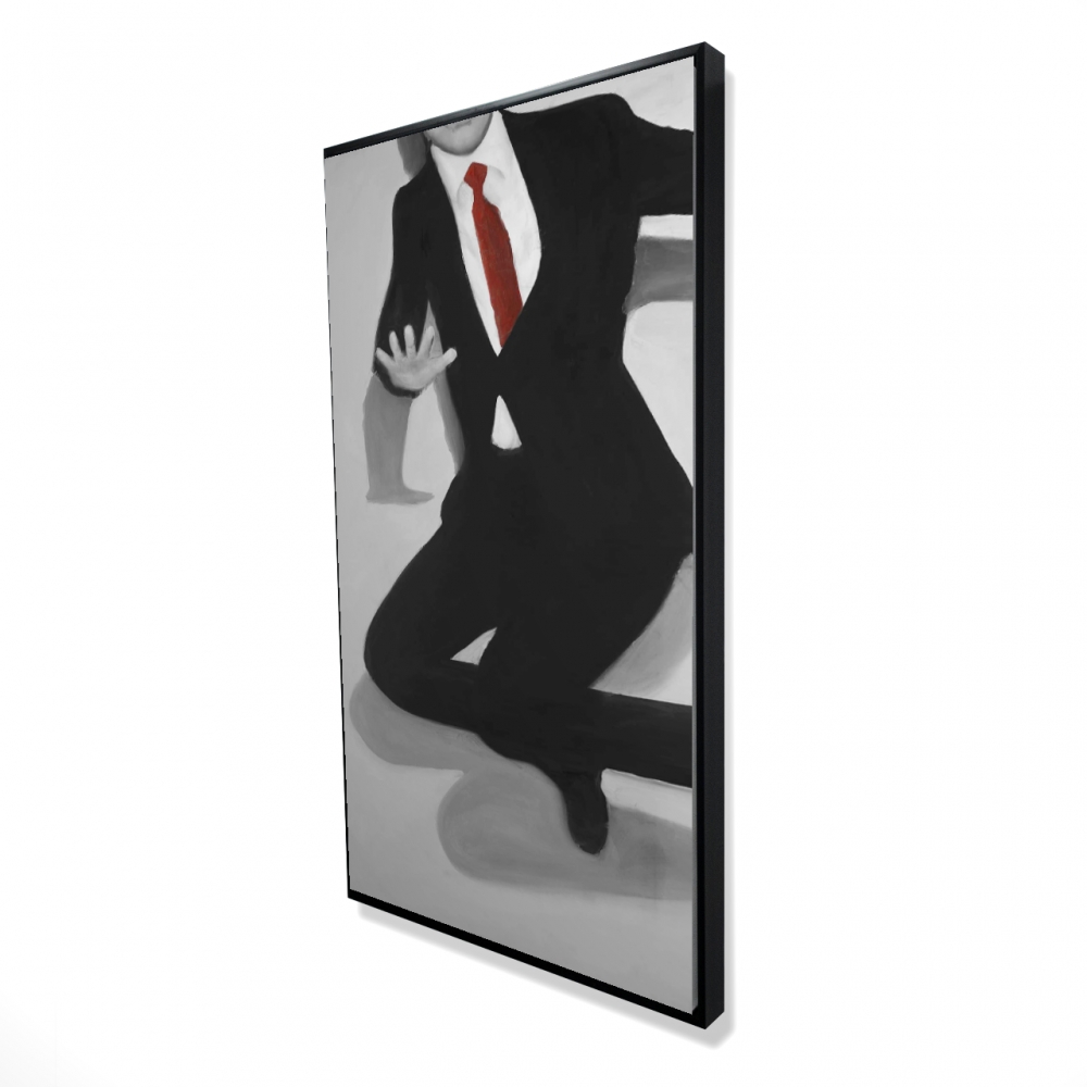 2081-4824-FA9 24 x 48 in. Classical Jumping Man - Black Contemporary Framed Canvas Decor