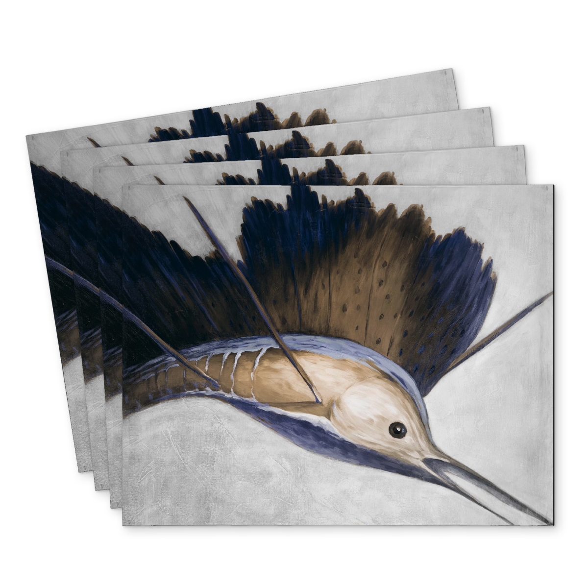 Picture of Begin Home Decor C4PP1418KFX702 14 x 18 in. Abstract Swordfish Polyester Placemat - Home Decor Accent - Set of 4