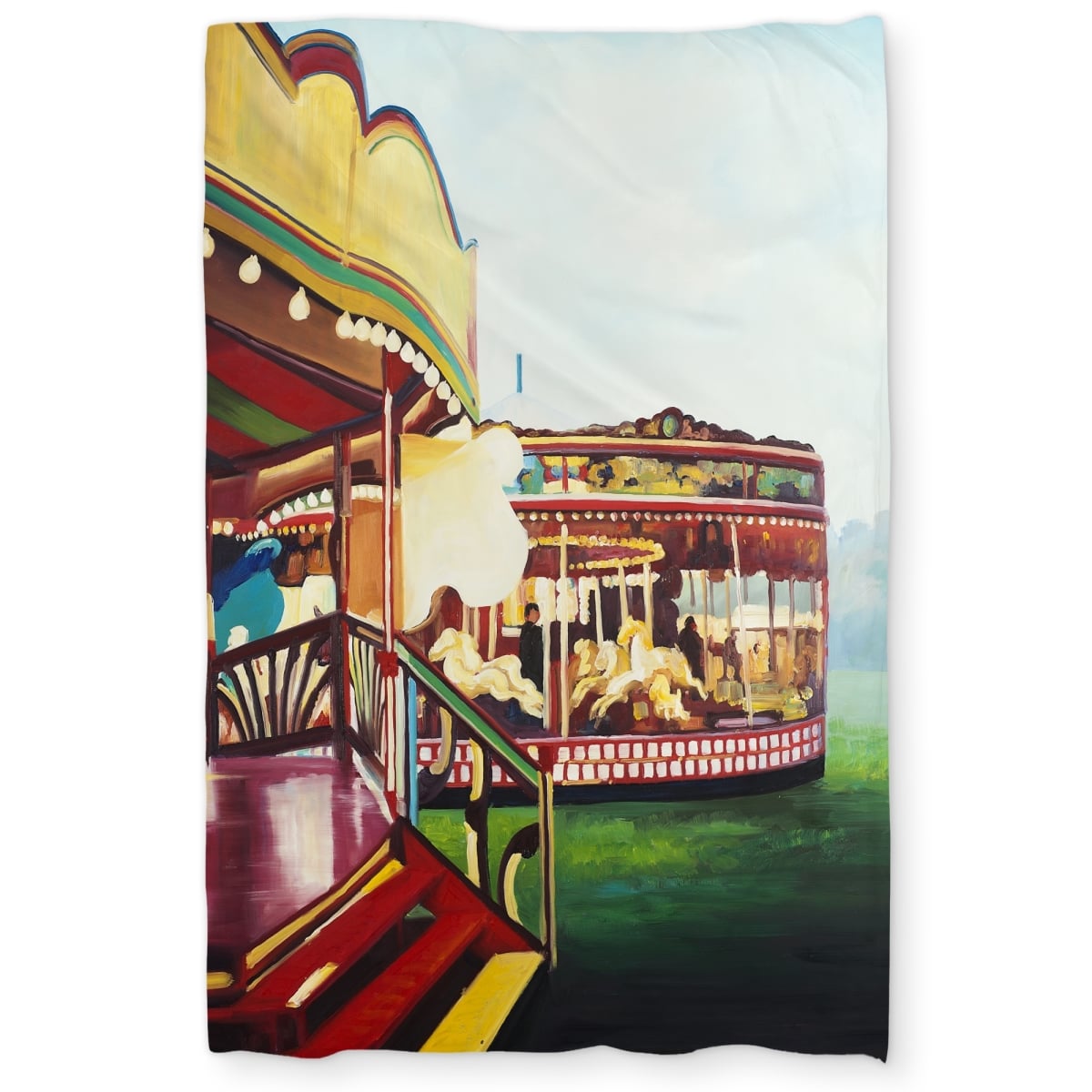 C1DCTXLWJJ6O90 Twin Extra Long Carousel in a Carnaval Blue Miscellaneous Duvet Cover - Home Decor