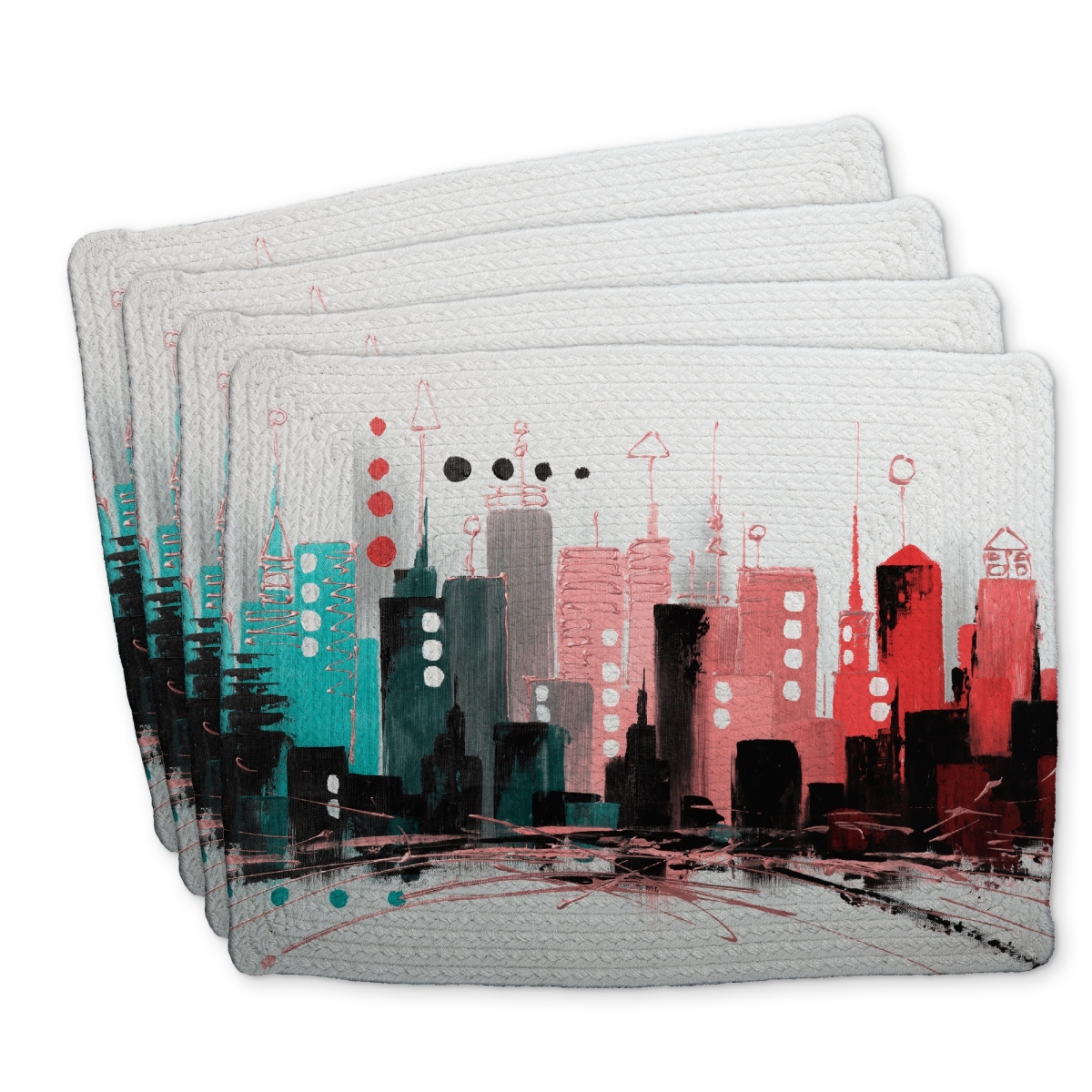 Picture of Begin Home Decor C4BP1418RGN3EE 14 x 18 in. Cityscape Rose Gold Braided Polyester Placemat - Home Decor - Set of 4