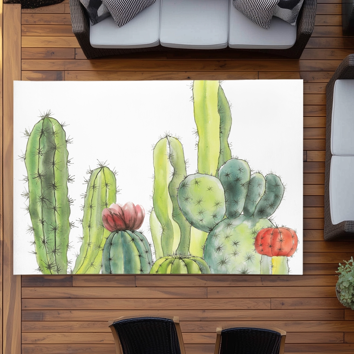 C1ROAR574208FL 5 x 7 ft. Small Cactus Outdoor Area Rug - Green Home Decor Accent - Rectangle
