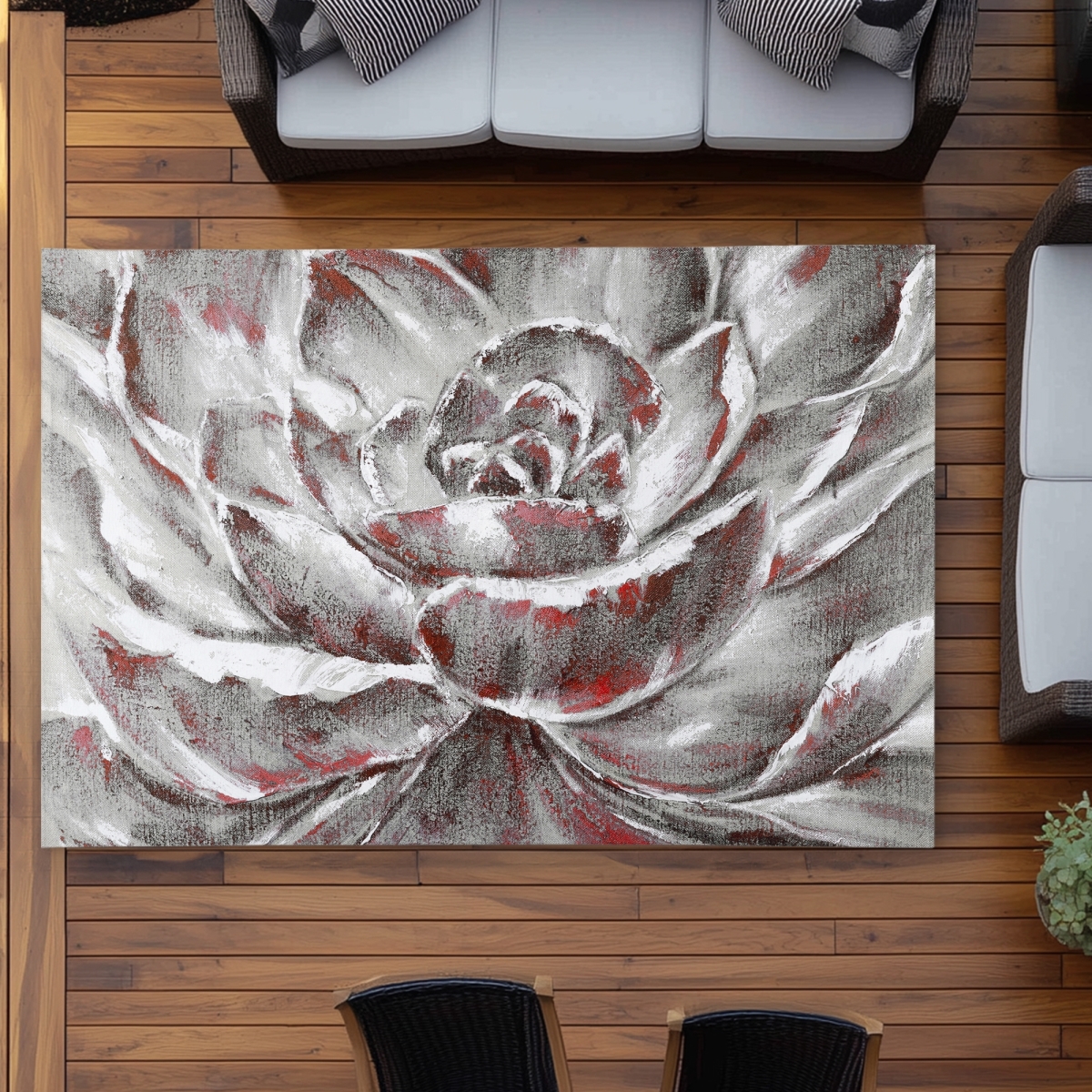 C1ROAR57JOSLEN 5 x 7 ft. Gray & Pink Flower Outdoor Area Rug - Home Decor Accent - Rectangle