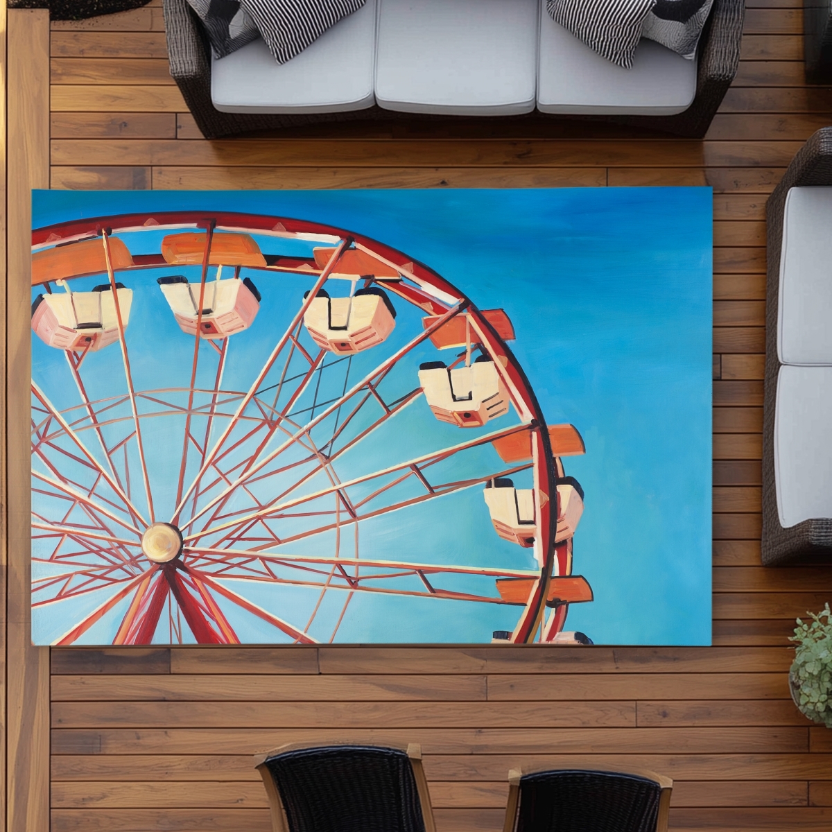 C1ROAR57XHNY7B 5 x 7 ft. Ferris Wheel Outdoor Area Rug - Contemporary Home Decor - Rectangle