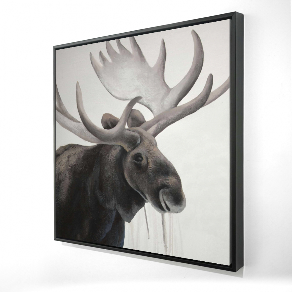 2081-3636-AN439-2 36 x 36 in. Rustic Moose - Beige Framed Canvas for Living Room Decor