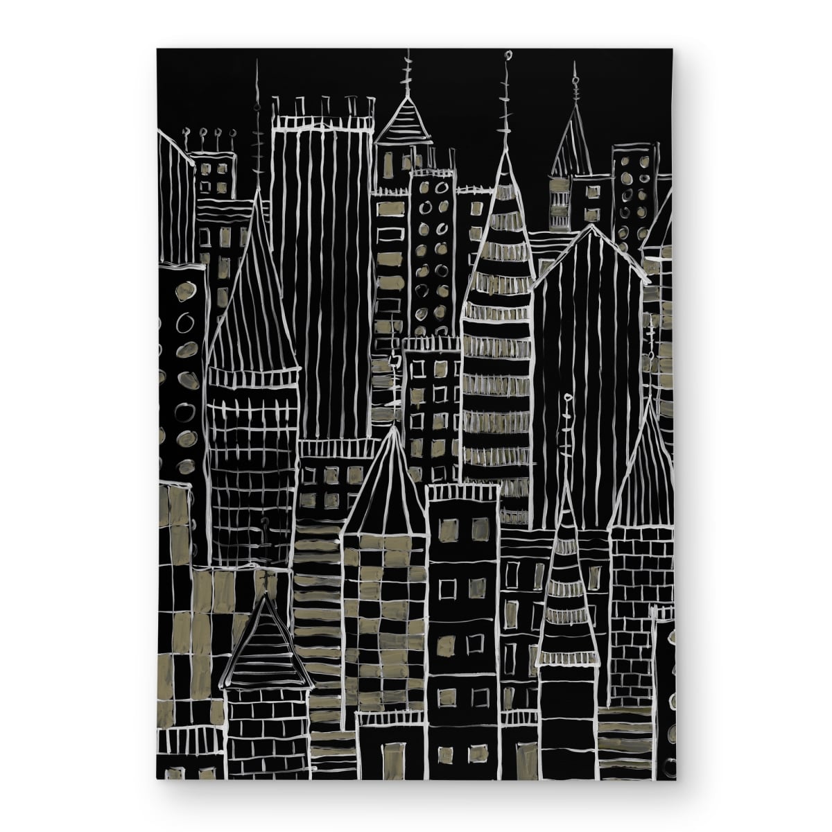 C1ROAR57D4ZRJG 5 x 7 ft. Illustrative Dark City Rug - Stylish Outdoor Living Room Decor - Rectangle