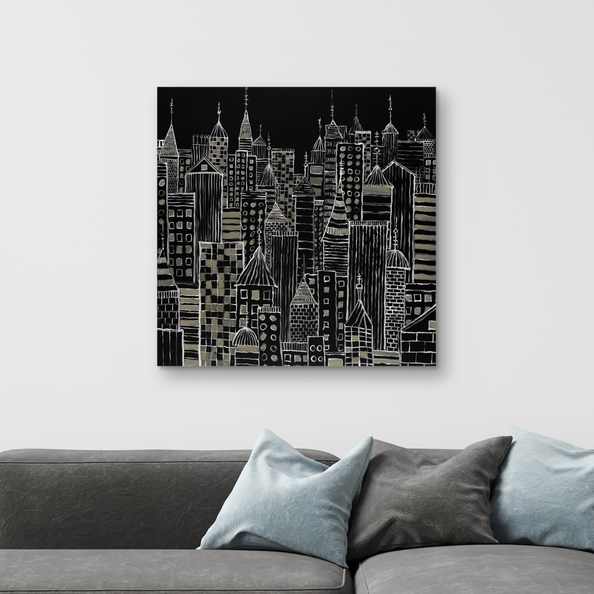 C1RC3232OSLZ62 32 x 32 in. Illustrative City Towers Canvas - Unique Home Decor Art