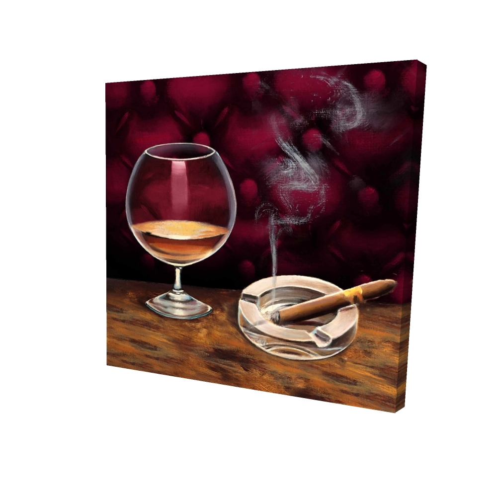 2080-0808-GA8 8 x 8 in. Brown Contemporary Kitchen Canvas - Alcohol & Cigar Decor