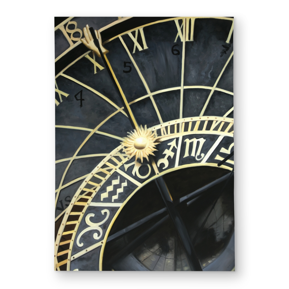 C1ROAR57HBCK1V 5 x 7 ft. Astrologic Clock - Gold Object Outdoor Area Rug for Home Decor - Rectangle