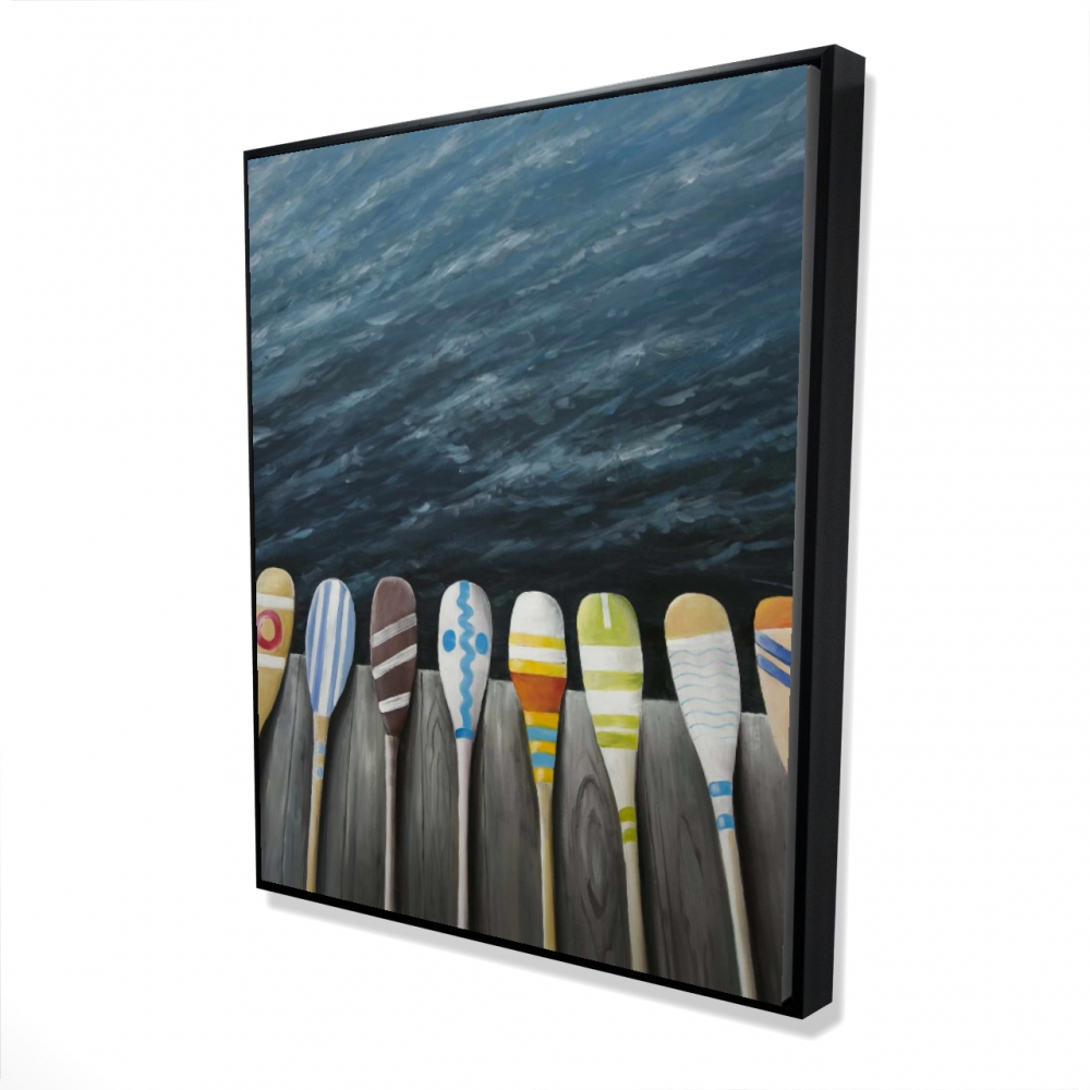 2081-6048-SP54 48 x 60 in. Colorful Paddles on the Dock - Man Cave Sports Canvas Art
