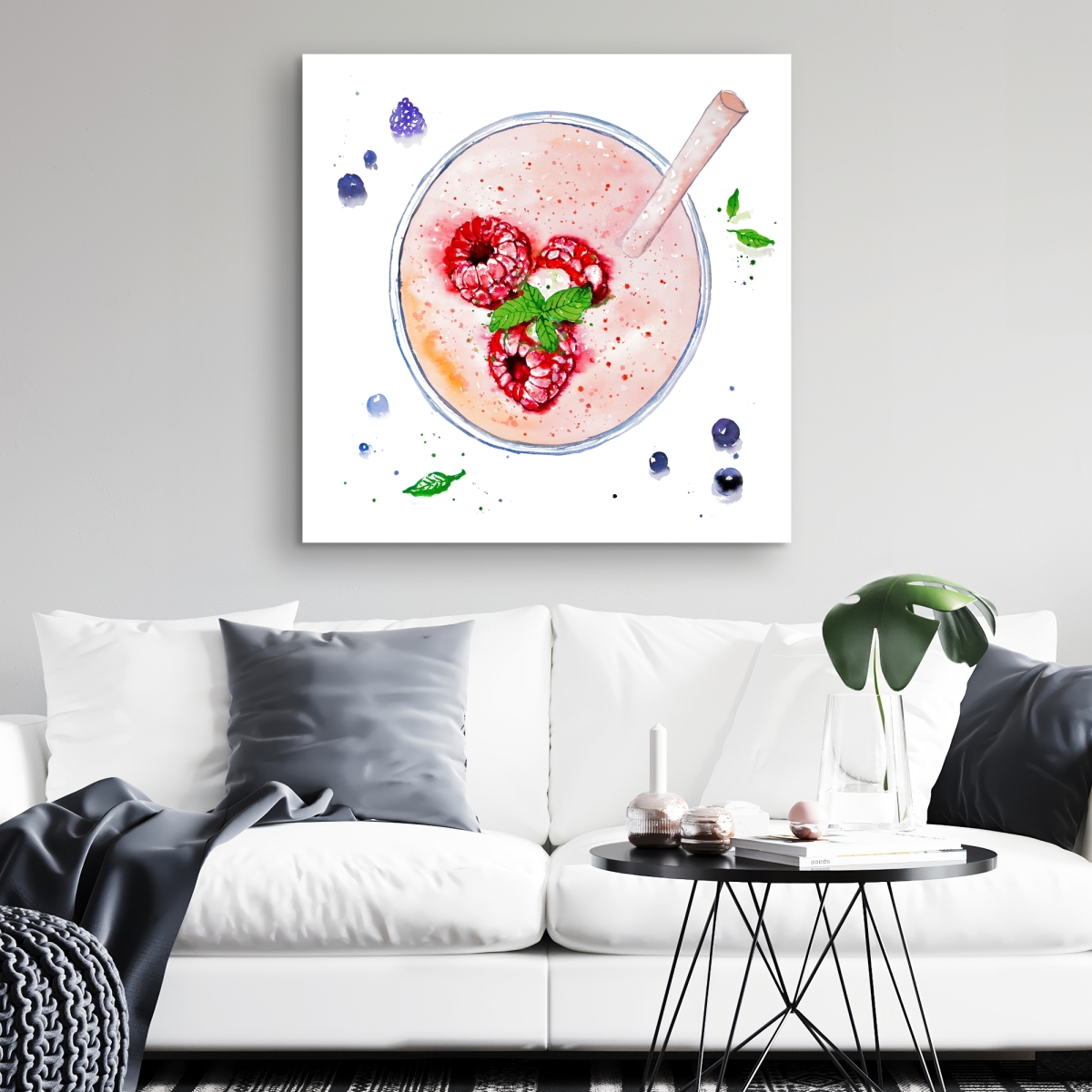 C1RC3232CJ23JX 32 x 32 in. Strawberry & Raspberry Smoothie Canvas - Pink Gastronomy Decor