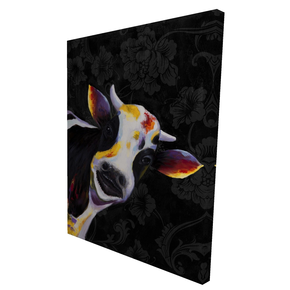 2080-4836-AN119-1 36 x 48 in. Funny Cow - Black Animals Canvas for Home Decor - Unique Art