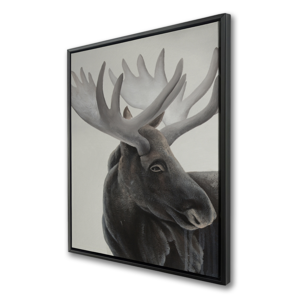 C1FC36481DUXD3 36 x 48 in. Grayscale Moose Profile - Brown Rustic Framed Canvas Decor