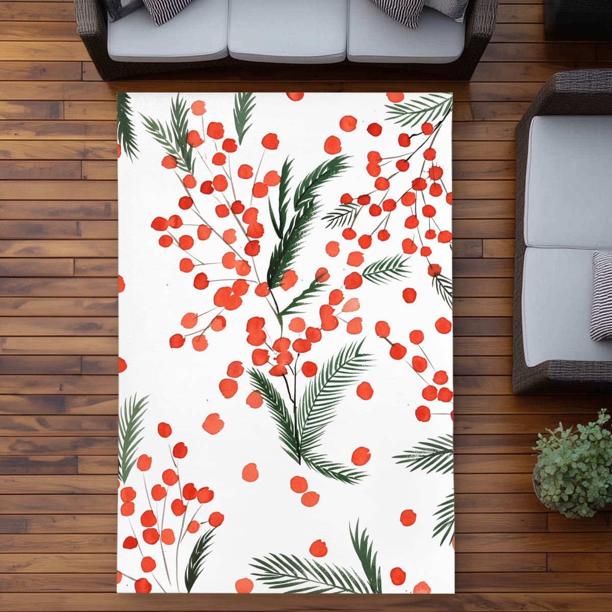 C1ROAR57P1JWHZ 5 x 7 ft. Mistletoe Leaf Pattern Outdoor Area Rug - Trees Green Decor - Rectangle