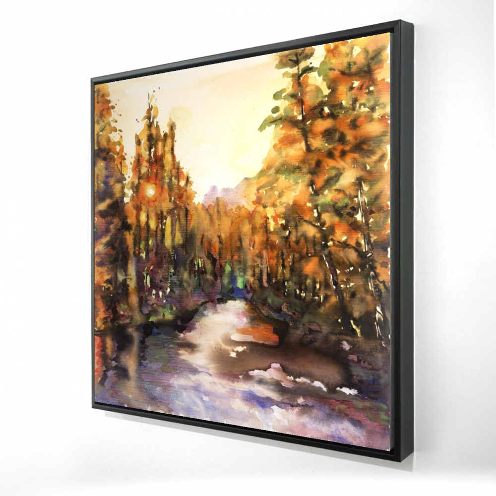 2081-3636-LA155 36 x 36 in. Merced River - Illustrative Landscapes Framed Canvas Art