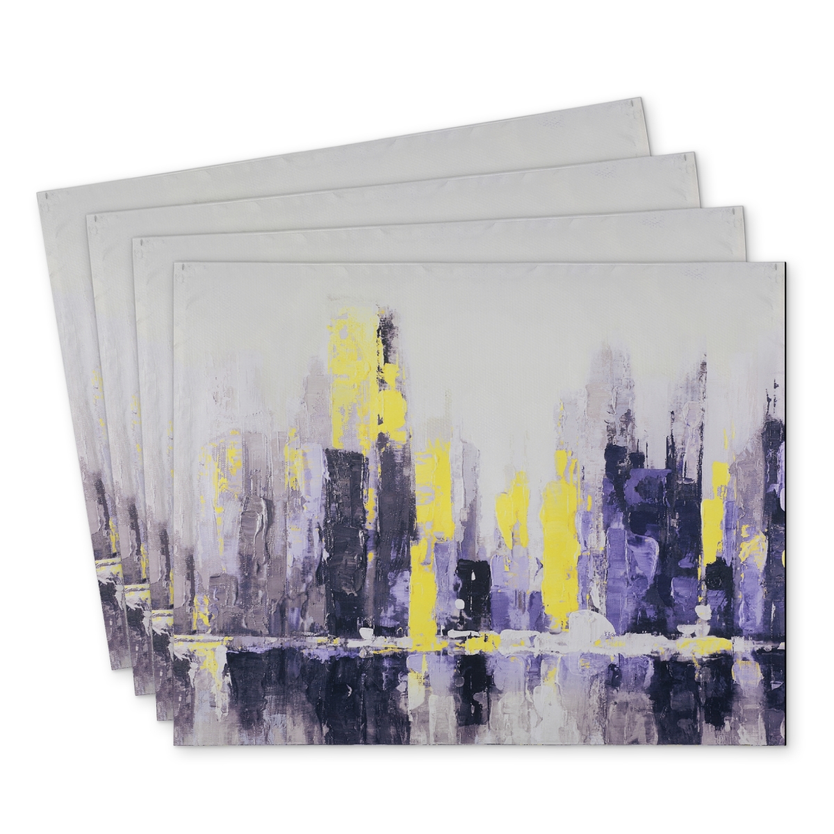 Picture of Begin Home Decor C4PP1418XC2VQZ 14 x 18 in. Abstract & Blurry Cityscape Polyester Placemat - Home Decor - Set of 4