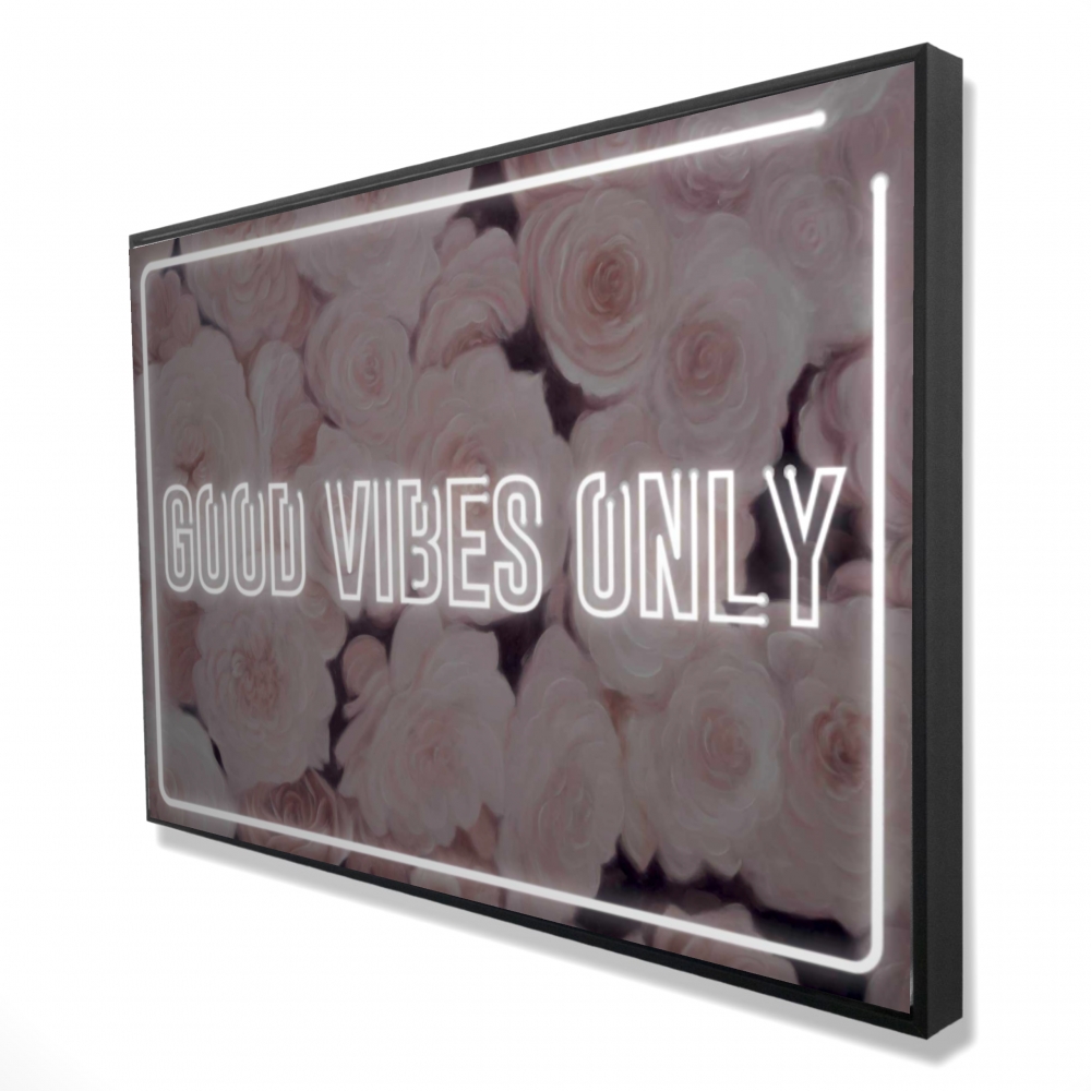 2081-2436-QU26 24 x 36 in. Good Vibes Only - Roses - White Office Framed Canvas Decor