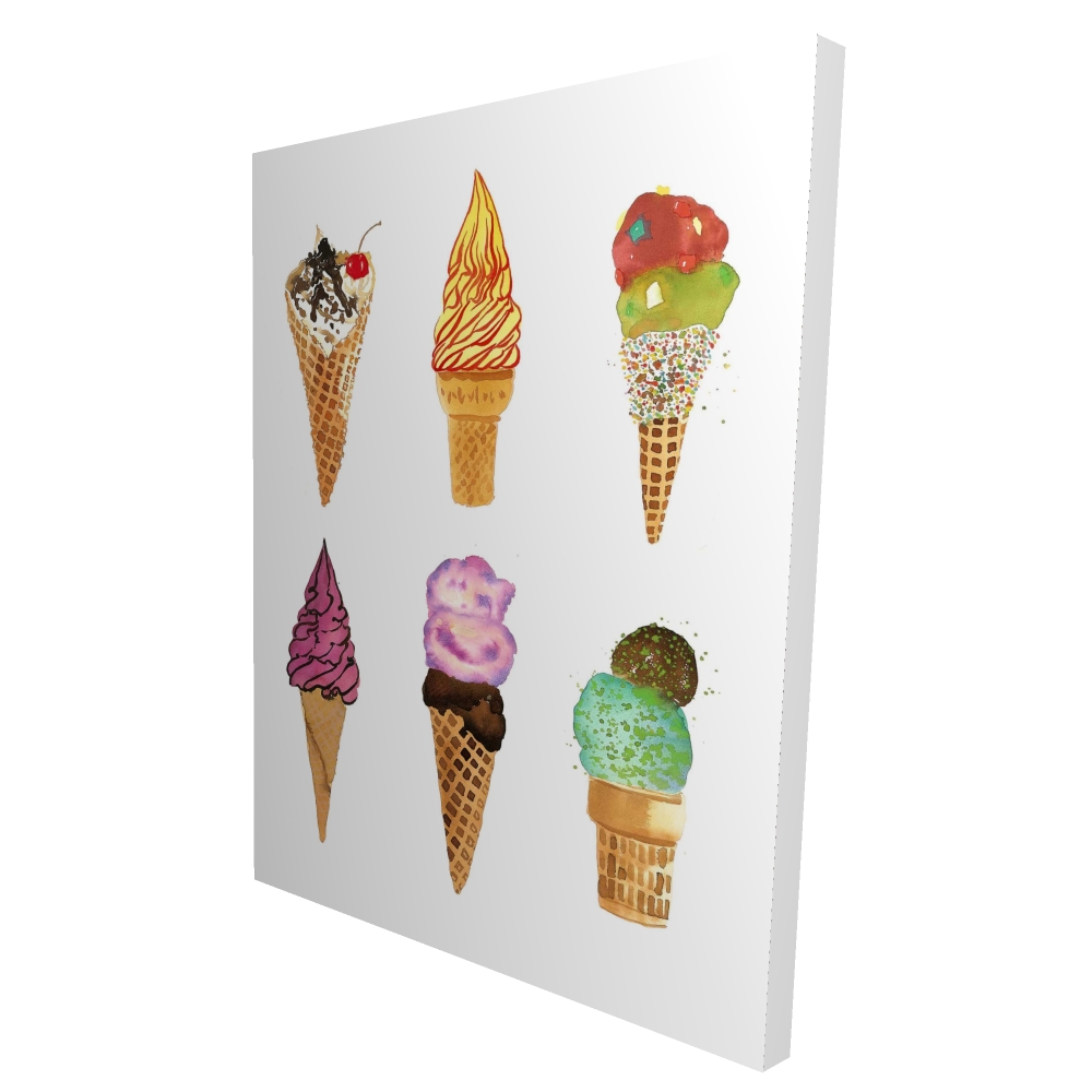 2080-4836-GA114 36 x 48 in. Ice Cream Cones - Illustrative Kitchen Canvas for Home Decor
