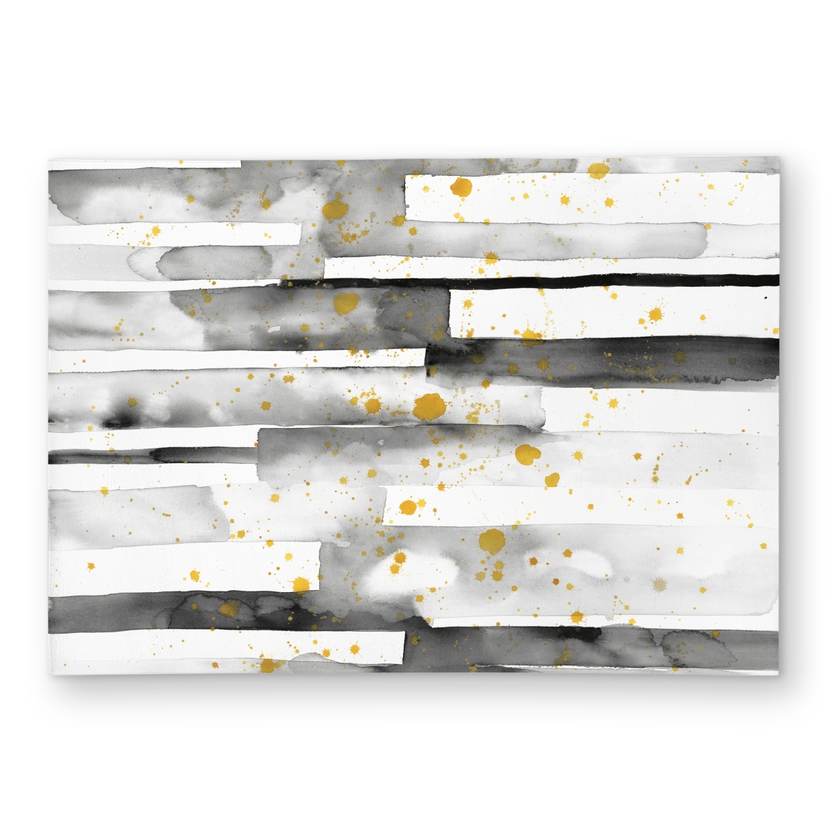C1ROAR57IGR3PB 5 x 7 ft. Black Stripes with Gold Splash - Abstract Minimalist Rug - Rectangle