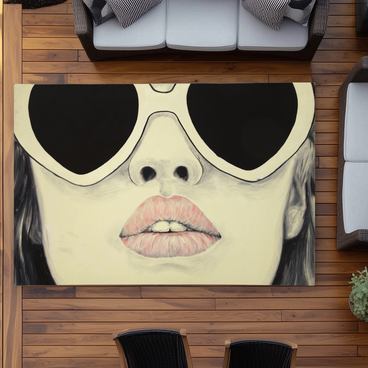 C1ROAR57A7C0B2 5 x 7 ft. Young Lady with Glasses - Beauty Pink Outdoor Area Rug - Rectangle