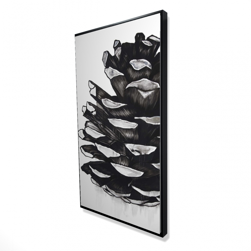 2081-4824-MI99 24 x 48 in. Pine Cone - Seasons Black Framed Canvas Home Decor Art