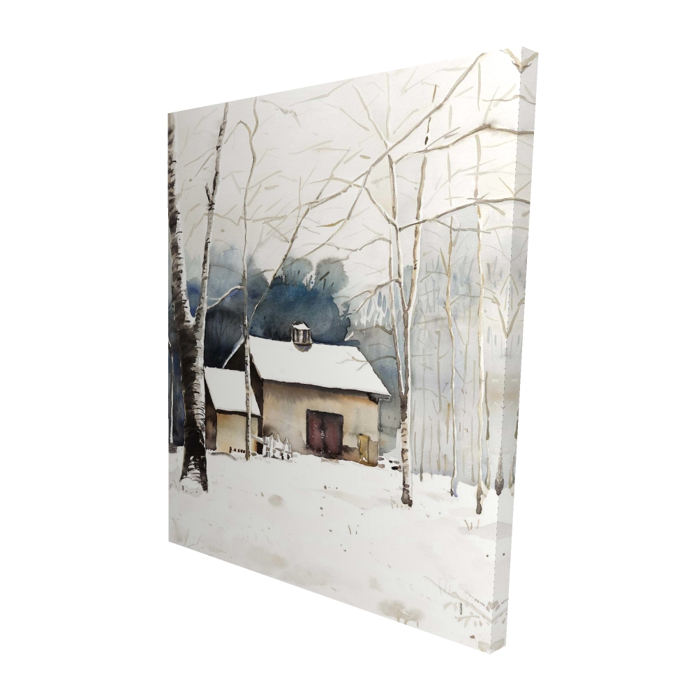 2080-6048-LA150 48 x 60 in. Small Winter Barn - White Rustic Canvas for Home Decor