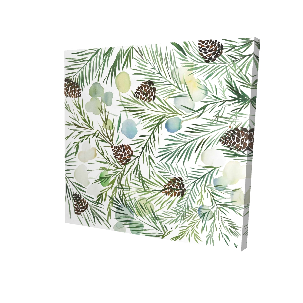 2080-3636-HO8 36 x 36 in. Pine Cone Pattern - Leaves Minimalist Canvas for Home Decor