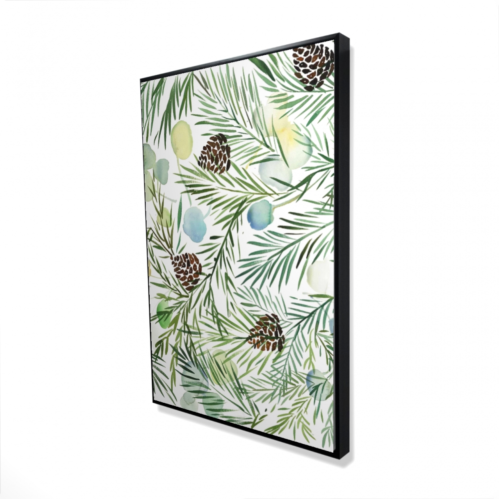 2081-3624-HO8 24 x 36 in. Pine Cone Pattern - Seasons Botanical Framed Canvas Decor