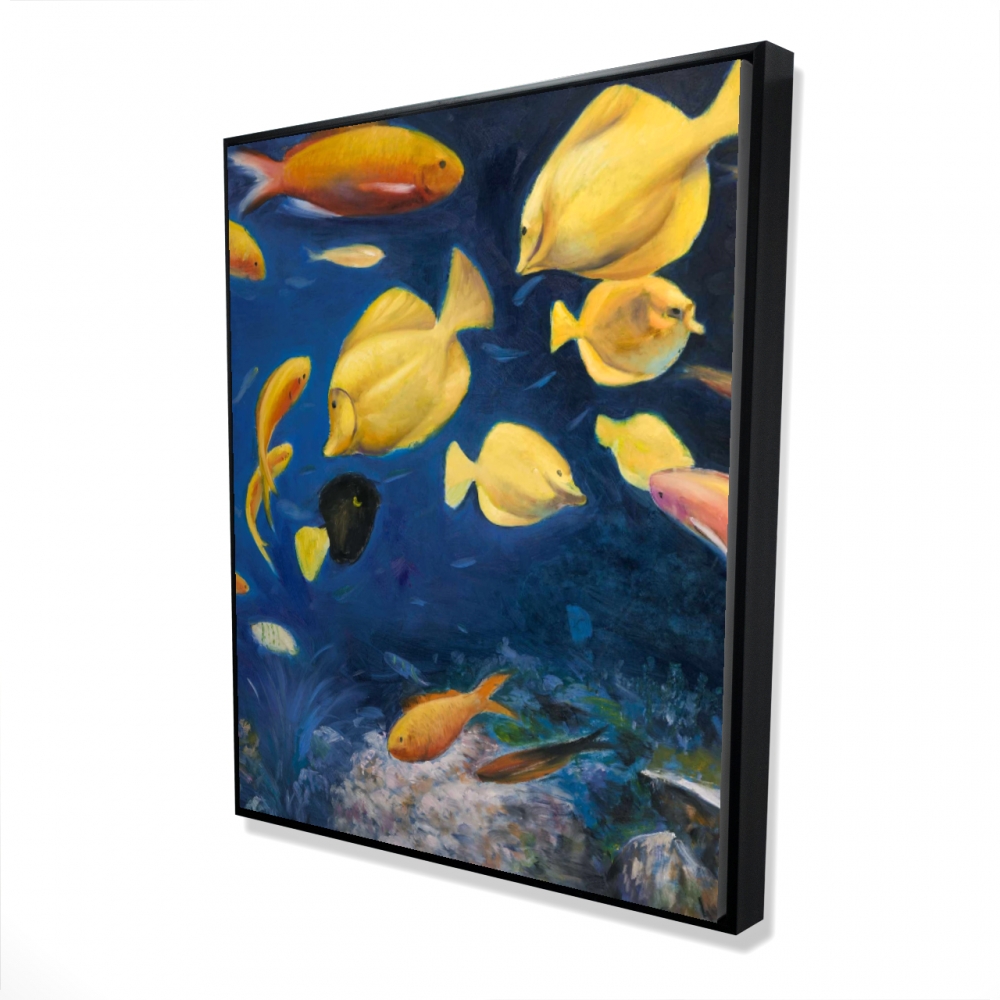 2081-6048-AN170 48 x 60 in. Fish Under the Sea - Contemporary Orange Framed Canvas Decor