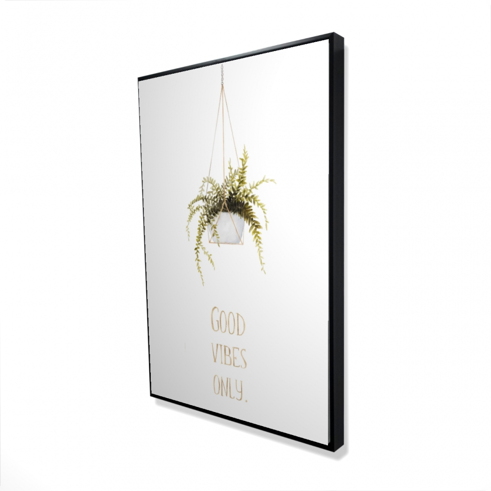 2081-3624-FL307-1 24 x 36 in. Good Vibes Only - Leaves Quotes Framed Canvas Home Decor