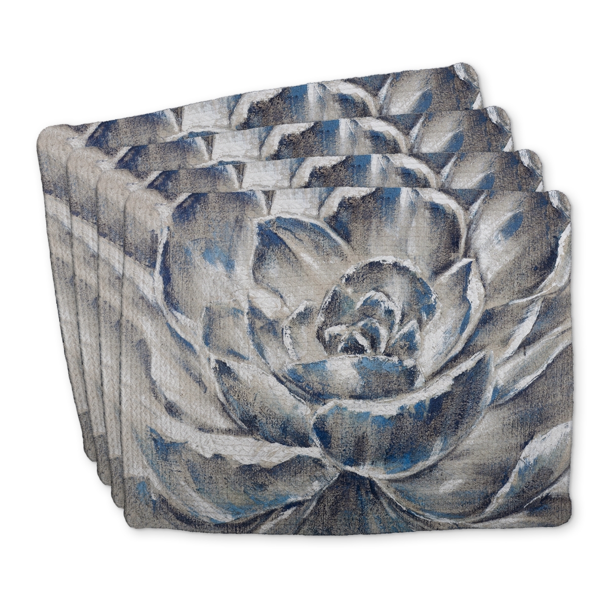 Picture of Begin Home Decor C4BP14184PZY2J 14 x 18 in. Gray & Blue Flower Braided Polyester Placemat - Home Decor - Set of 4