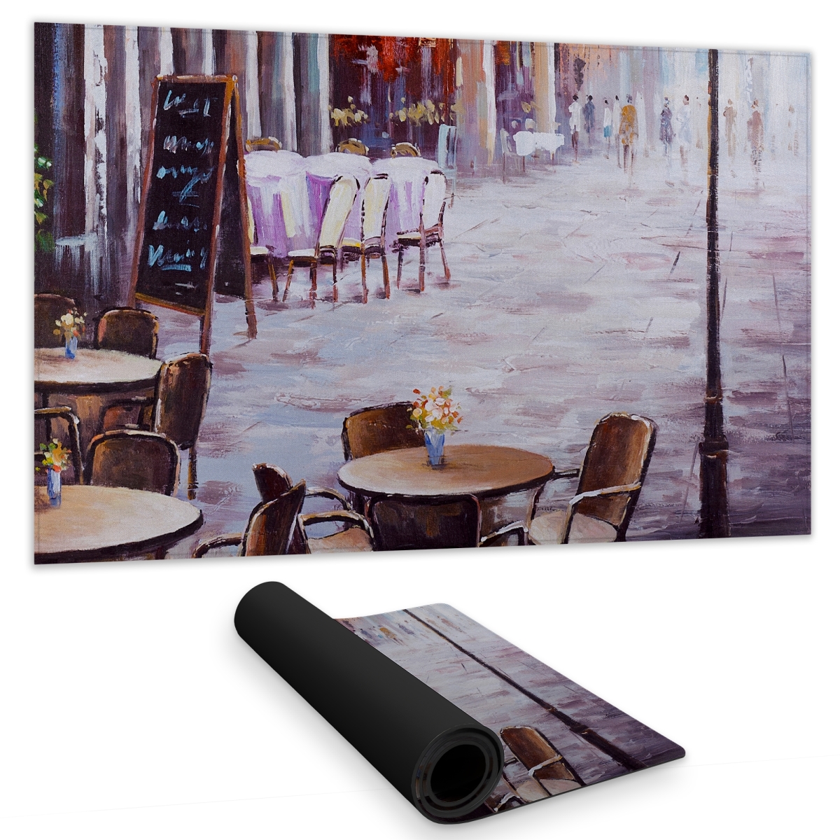 C1DM1424BTVI6F 14 x 24 in. Outdoor Restaurant Brown Gaming Mat - Street Scenery Decor