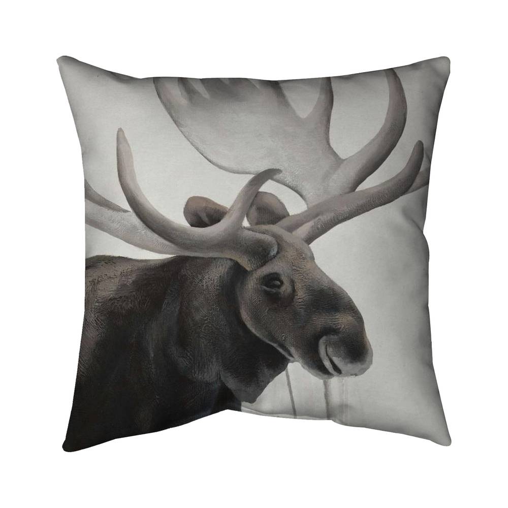 5543-2626-AN439-2 26 x 26 in. Rustic Moose - Wildlife Brown Poly Twill Throw for Home Decor