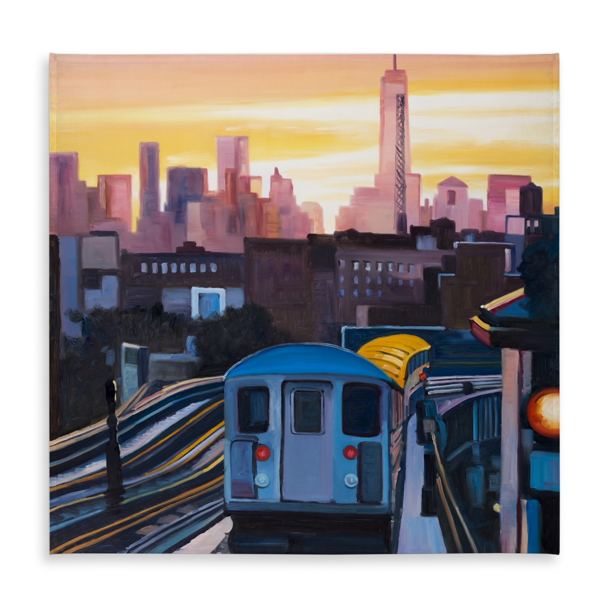 Picture of Begin Home Decor C1TC585886KHSM 58 x 58 in. Sunset Over the Subway Tablecloth - Contemporary Home Decor