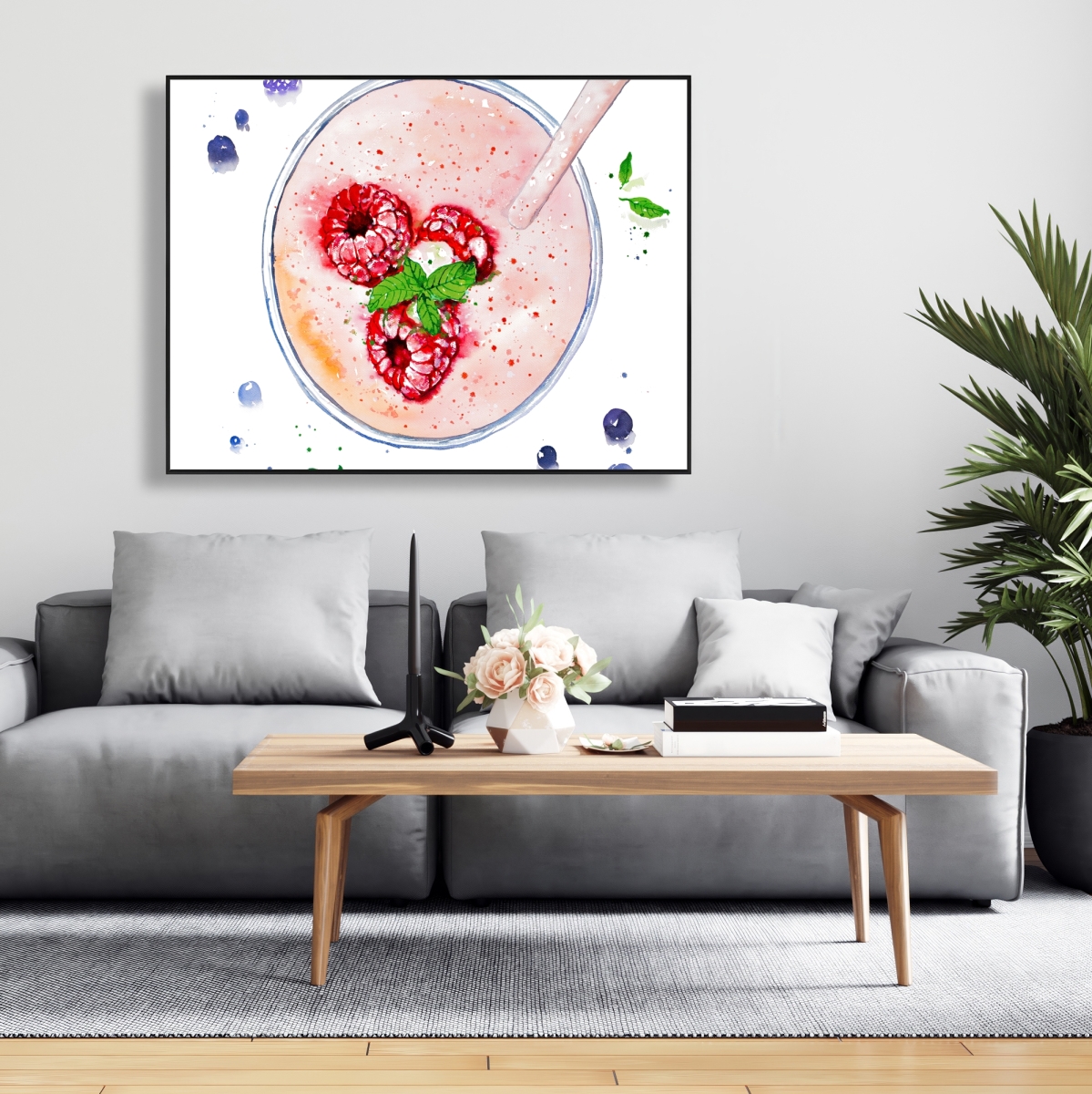 C1FC3648XJT6Y6 36 x 48 in. Strawberry & Raspberry Smoothie Canvas Art - Home Decor