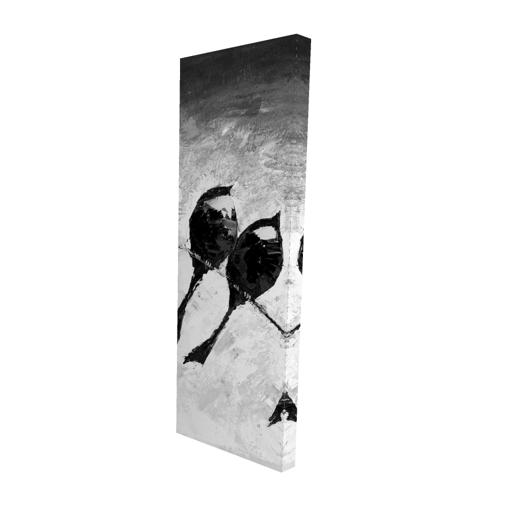 2080-6020-AN115-1 20 x 60 in. Five Birds Perched - Black & White Feathers Canvas Decor