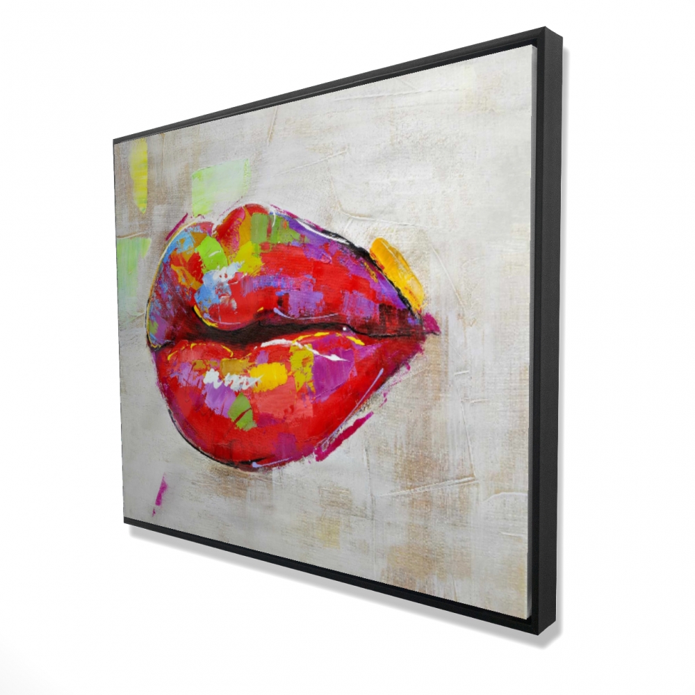 2081-4860-MI5 48 x 60 in. Colorful Lips - Red Figurative Framed Canvas for Home Decor
