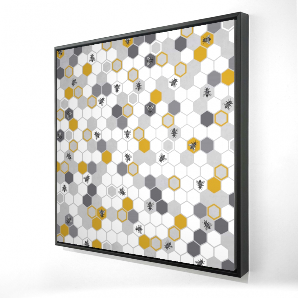 2081-3636-MI50 36 x 36 in. Beehive Pattern Framed Canvas - Stylish Bedroom Decor
