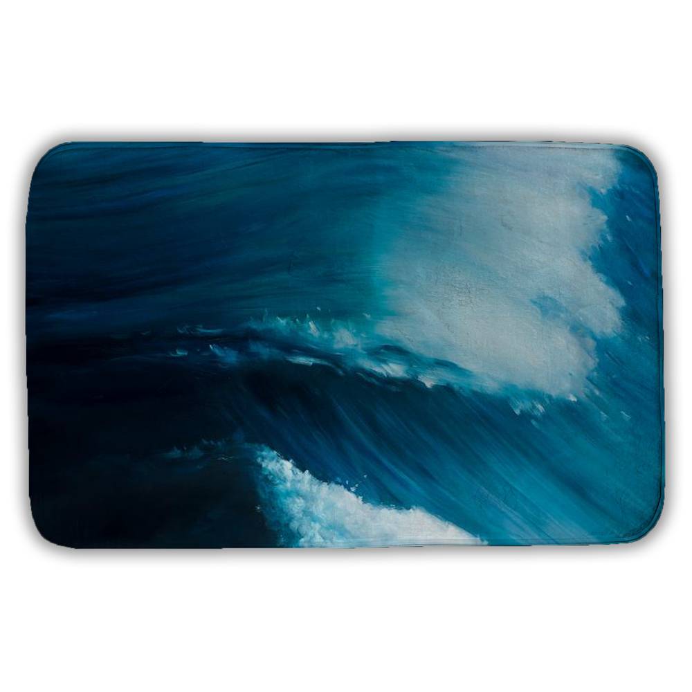 5930-2134-CO48 21 x 34 in. Unleashed Sea - Contemporary White Bath Mat for Home Decor