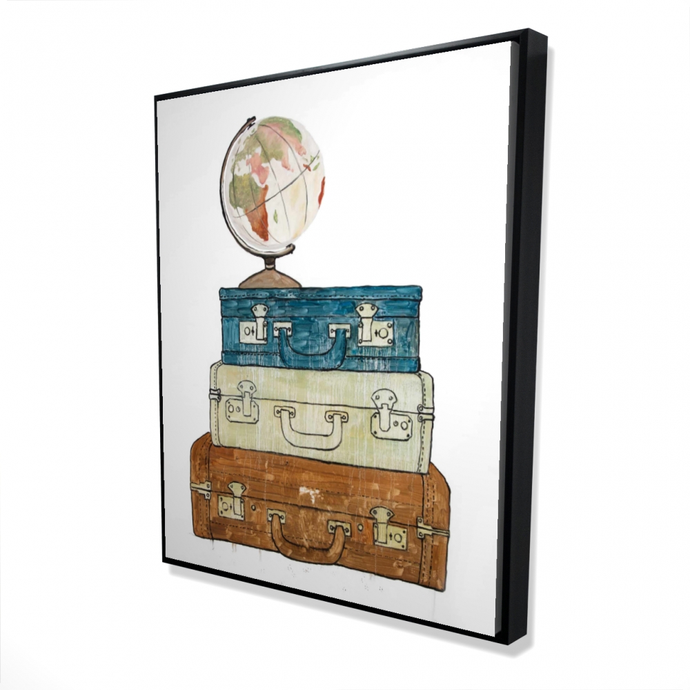 2081-6048-TV13 48 x 60 in. Go Around the World - Still Life Beige Framed Canvas Decor