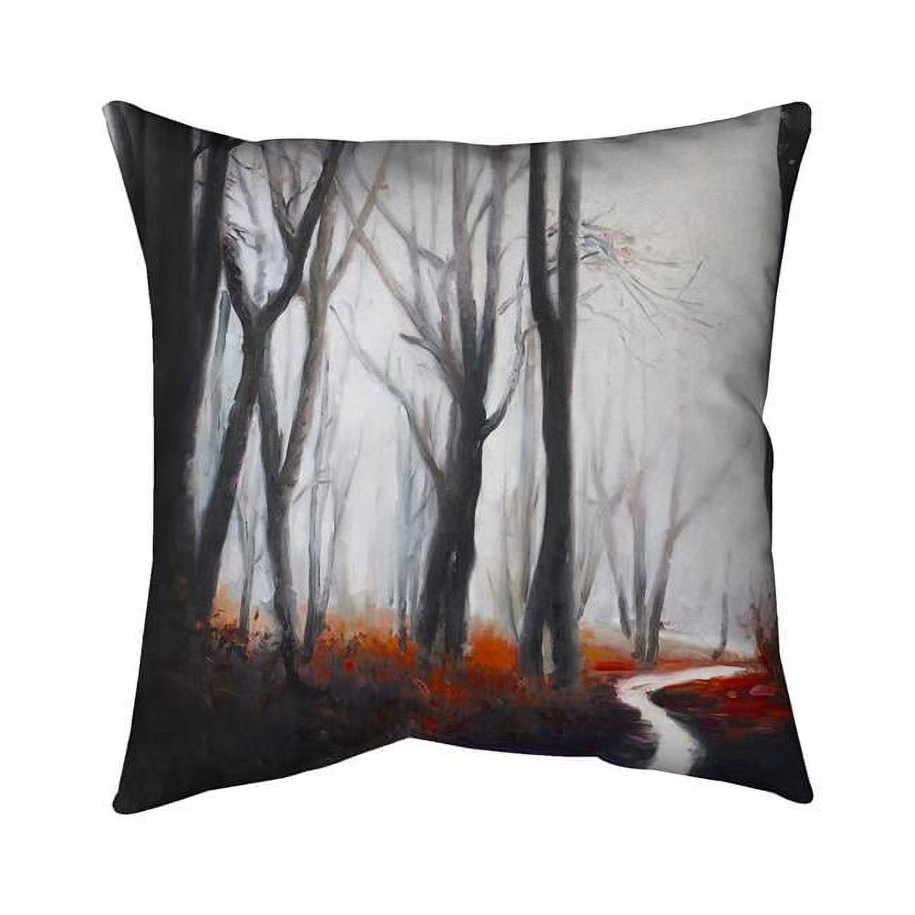 18 x 18 in. Mysterious Forest with Stream-Double Sided Print Indoor Pillow