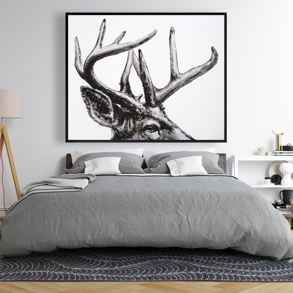 C1FC4860CF4AW0 48 x 60 in. Roe Deer Plume - Rustic Animals Framed Canvas Home Decor