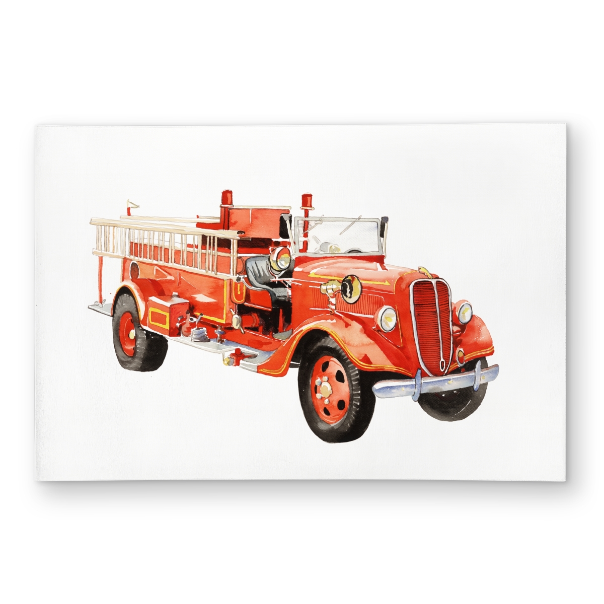 C1ROAR23NOMECY 2 x 3 ft. Vintage Fire Truck Red Car Outdoor Area Rug for Home Decor - Rectangle